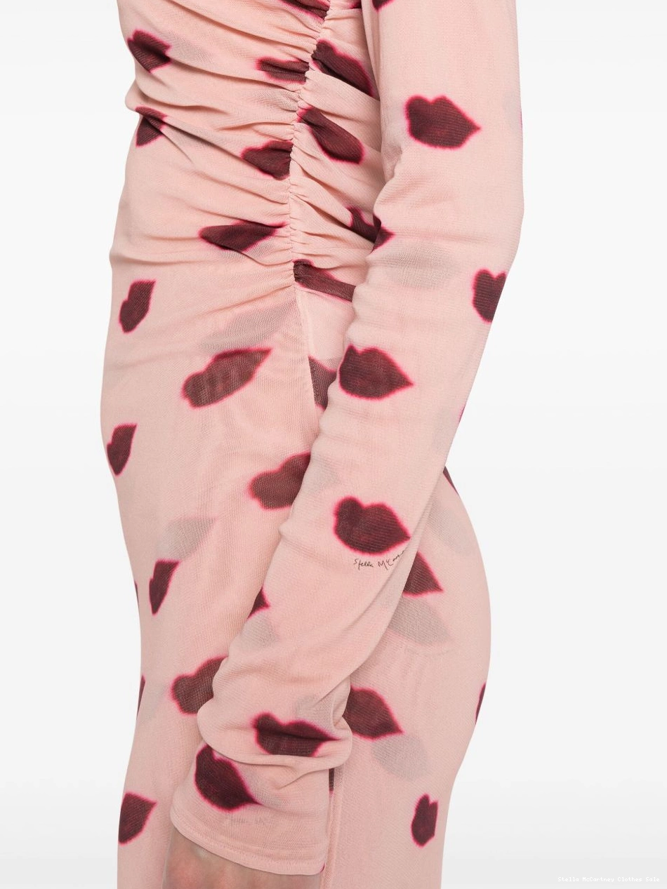 Affordable dress Women Stella maxi lips-print McCartney mesh 0802